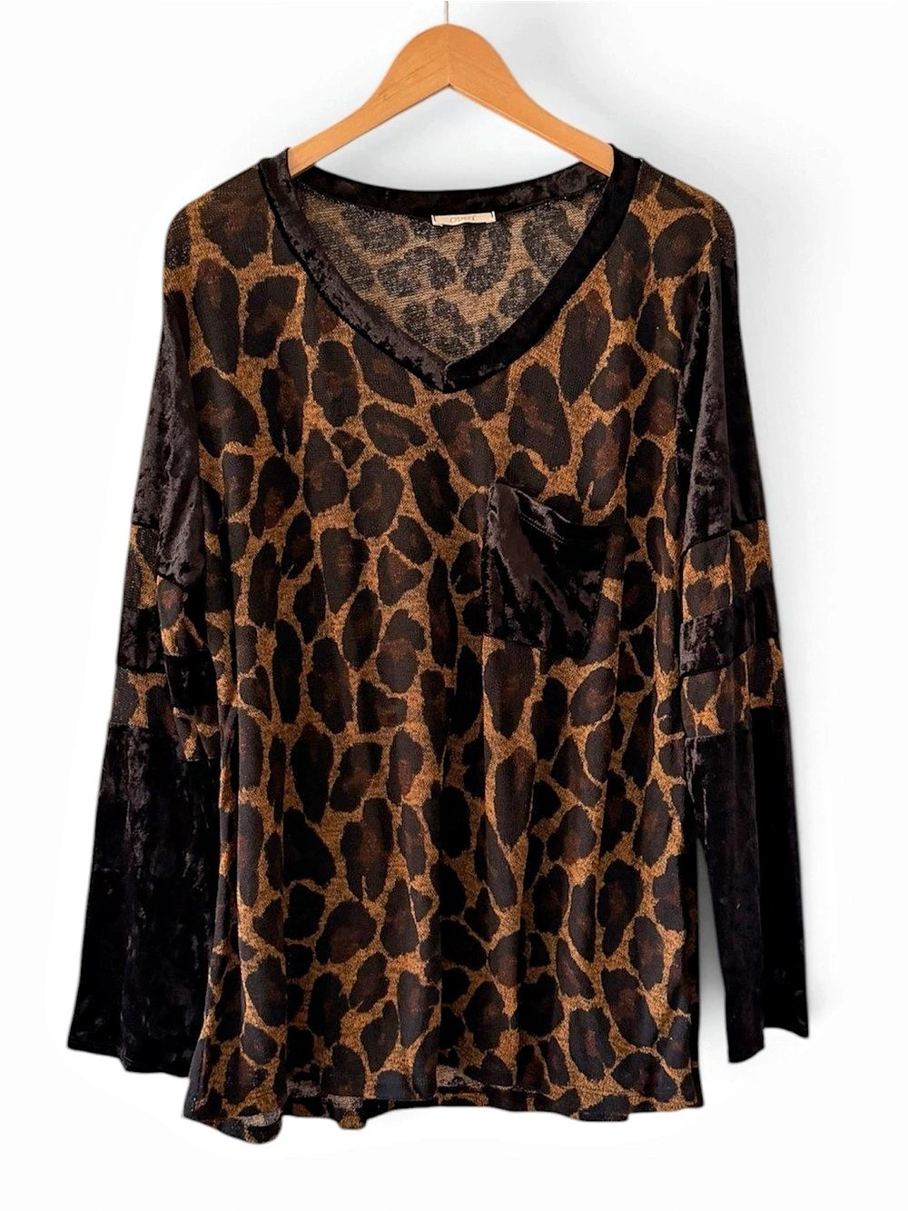 ODDy Leopard Print Velvet Pocket Tunic Size 3XL nwot